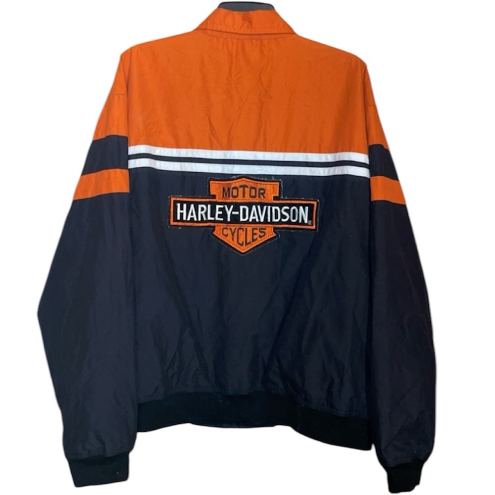 •HARLEY-DAVIDSON•MENS WATERPROOF ORANGE/BALCK LOGO MOTORCYCLE JACKET SIZE XL
